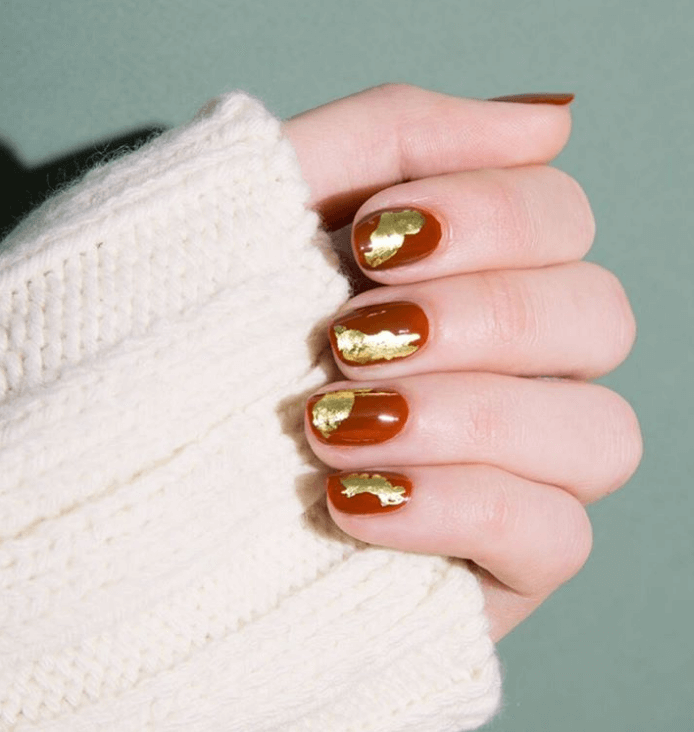 Nails Design ideas gold foil